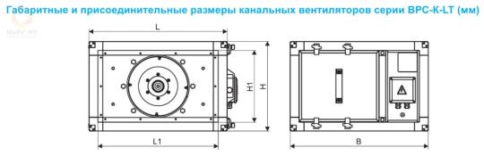 Вентилятор Канальный Прямоугольный со свободным колесом серии ВРС-К-LT